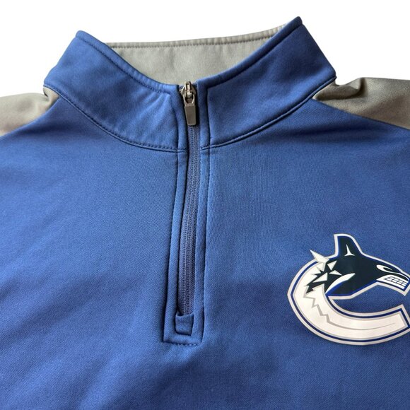 FANATICS Hockey 1/4 Zip Pullover Blue Gray Men's Medium Vancouver Canucks - Picture 4 of 8